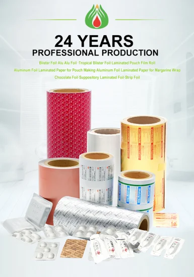 Pharmazeutische Verpackung, individuell bedruckte Kunststofffolienrolle, Aluminiumfolie, laminierte Rollblister-Verpackungsfolie